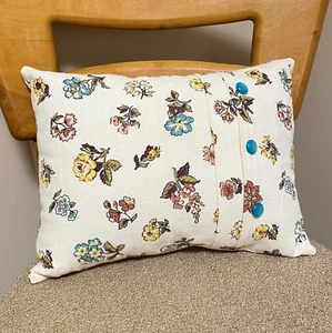 Upcycled Vintage Floral Barkcloth Throw Pillow - Picture 1 of 5