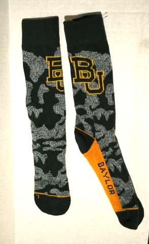 Baylor Bears BU Green/White/Yellow Large Mens (9/13) Womens (10/12) Socks NWT Cover
