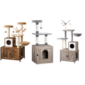 Katzenbaum mit katzenklo Schrank Katzenkletterbaum Katzenhaus Beistelltisch - Bild 1 von 45