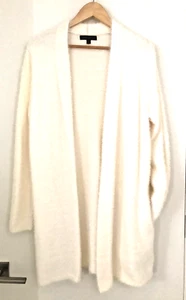 Banana Republic Gr. Small weich & pelzig elfenbeinfarben knielang vorne offen Pullover Mantel - Bild 1 von 10