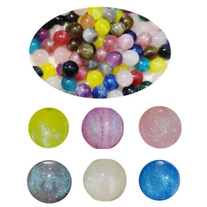 20 pcs Resin Craft Beads Glittered Bracelet Necklace Jewellery DIY 8mm 10mm 12mm - Picture 1 of 22