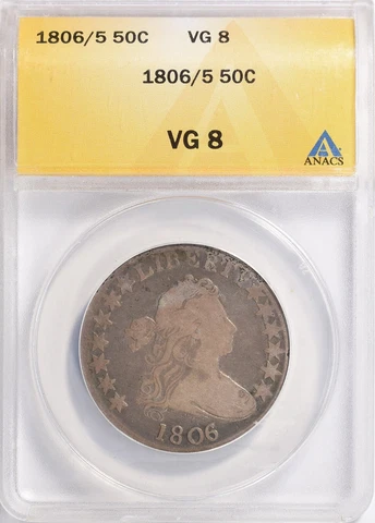 1806/5 Draped Bust Half Dollar ANACS VG-8 Cover