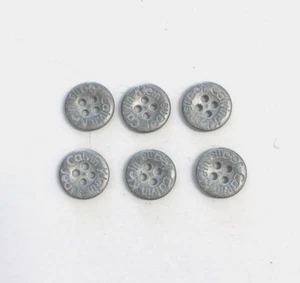 6 Metal Silver Tone CK Calvin Klein Jeans Buttons 4-Hole Sewing 15 mm MT14 - Picture 1 of 4