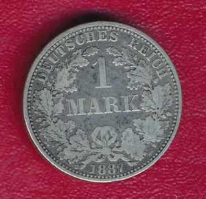 GERMANY 1887-A 1 MARK SILVER COIN **NICELY CIRCULATED** FREE SHIP!! - Picture 1 of 2