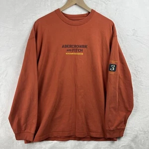 Abercrombie & Fitch Shirt Mens XL Orange Distressed Long Sleeve Y2K 90s USA Made - Picture 1 of 14