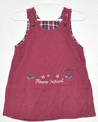 Vestido OshKosh B'gosh Niñas Pequeñas Borgoña Bordado Pana (18M) Foto 1 de 4