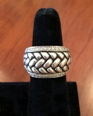 Anillo Scott Kay de plata de ley y diamantes tejido de canasta mediano talla 6,5 Foto 1 de 4
