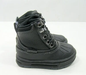 NAUTICA MR815B BLACK WATERPROOF HI TOP KID TODDLER LACE UP LEATHER BOOT SIZE 5 C - Picture 1 of 7