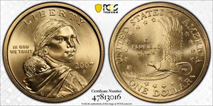 2007-P $1 SAC Sacagawea Dollar PCGS SP68 Protecterd by Gold Shield &TrueView - Picture 1 of 3