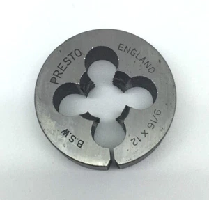 PRESTO 9/16 BSW SPLIT DIE MADE IN ENGLAND 12 TPI NEW 38mm Dia FREEPOST - Picture 1 of 1