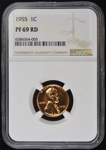 Lincoln Wheat Cent 1955 NGC PF 69 RD rojo - Imagen 1 de 2