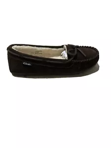 Clarks Classic Suede Brown Moccasin Slipper Women Size 11M - Picture 1 of 6