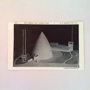 Postal de colección 1939 con licencia oficial edificio de la Feria Mundial de Nueva York Carrier Corp - Imagen 1 de 5