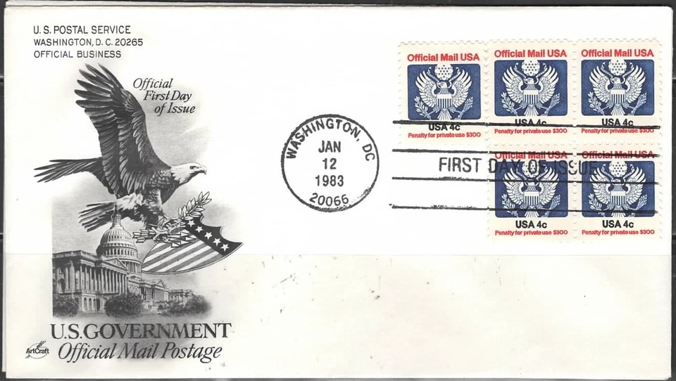 US Scott #O128 (5 each) on First Day of Issue - Image 1 of 1