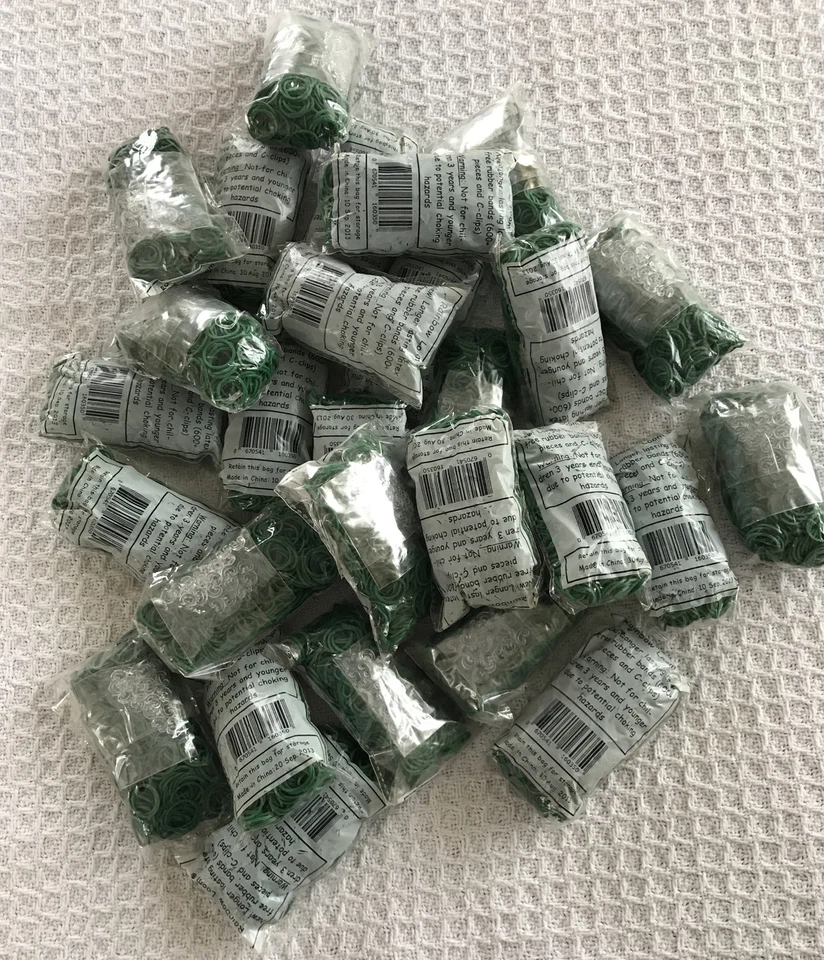 Rainbow Loom Twistz Bandz Bracelet Making Aqua Red White Combo & C Clip200each