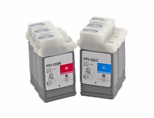 Cartucho de tinta 6 piezas/juego PFI-102 para Canon IPF500 600 650 700 510 610 710 760 765 - Imagen 1 de 5