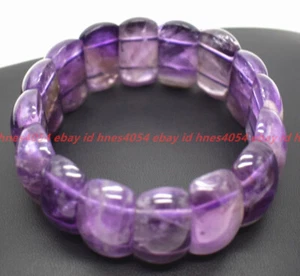Charming Pretty Natural Purple Amethyst Gemstone Jewellry Bangle Bracelet 7.5in - Picture 1 of 12