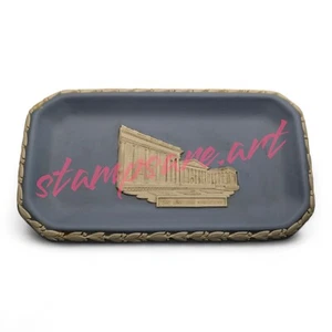 Bandeja dulce/baratija oblonga azul pálido jaspe de madera de cuña 6 x 3 1/4" - Imagen 1 de 4