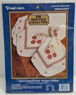 Vogart Kit Bordado Cerezas Servilletas Juego de 4 Estampadas 8729D Selladas Foto 1 de 4