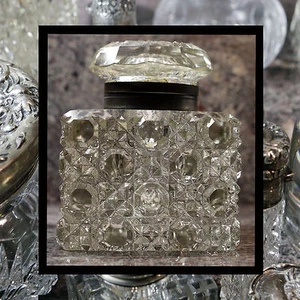 Olla de tinta vintage de cristal de corte macizo - Imagen 1 de 7