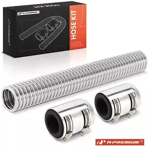 Kit de manguera de refrigerante de radiador de acero inoxidable plateado universal de 12" A-Premium con 2 tapas - Imagen 1 de 9