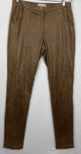 Nanette Lepore Women Size 10 Brown Stretch Faux Suede Pants Skinny Ankle Western - Picture 1 of 8