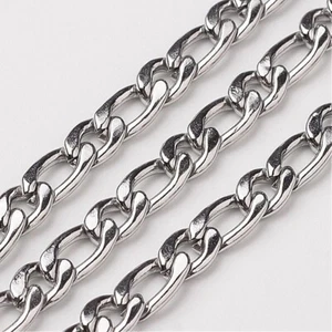 Pulsera Cadena Figaro 1A 1 Hombre Mujer Plata 20,5cm x 4,5mm Acero Inoxidable - Imagen 1 de 2