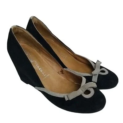 Jeffrey Campbell Shoes Black Suede Heels Pump Shoes Womens 6.5 Wedge Heels — 第 1/4 张图片