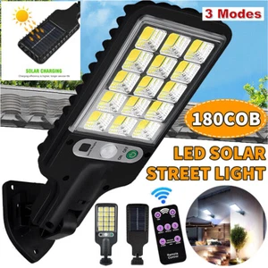 LED Solar Flood Light PIR Motion Sensor Remote Outdoor Security Wall Street Lamp - Picture 1 of 23