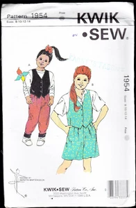 PATRÓN DE COSTURA KWIK 1954 - PATRÓN SIN CORTAR PARA CHALECO Y PANTALONES DE NIÑA - Imagen 1 de 2