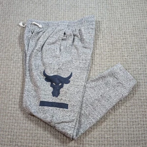 UA Under Armour Project Rock  Jogger Pants Gray Mens Large Heathered Grey - Picture 1 of 14