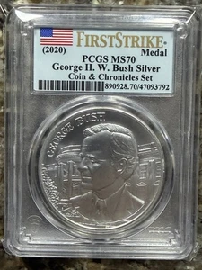 2020 MS70 PCGS FS George H. W. Bush Coin & Chronicles Silver Medal - Picture 1 of 2