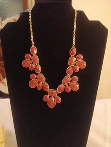 Choker Red And Gold Fashion Necklace. Used But In Good Condition - Picture 1 of 2