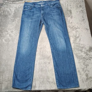 7 For All Mankind Jeans Mens 39x36 Blue Denim Austyn Straight Leg Relaxed Tag 38 - Picture 1 of 16