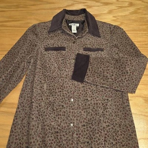 Duck Head Women's Corduroy Shirt Dress Size 12 Brown Floral Snap Front Cottage - Picture 1 of 8