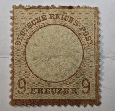 Germany  Scott #25 ($440) - A4 9kr red brown - MH - F/VF - 1872 - Image 1 of 2