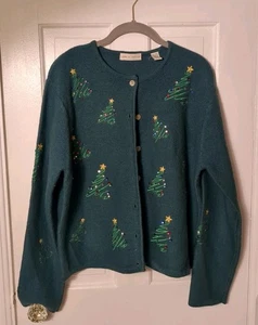 Lord & Taylor Wollpullover Strickjacke Damen groß Strick Weihnachtsbaum  - Bild 1 von 10
