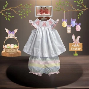 Conjunto de Vestido Clásico Caprichoso Calado para Niñas Nuevo con Etiquetas y Bloomers Pascua Libre Lazo 6 Meses - Imagen 1 de 9