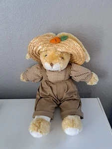 Walmart Boy Bunny Rabbit In Overalls Straw Hat 17" Tall Easter Stuffed Animal - Picture 1 of 7