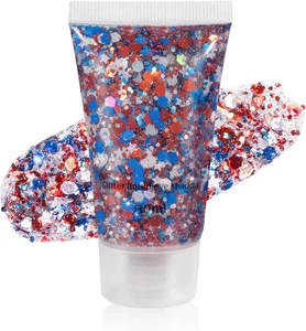 Red White Blue Body Glitter Gel 4th July Makeup USA - Picture 1 of 5
