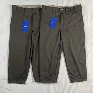 NWT Lot Of 2 Mizuno Girls (Youth) Belted Softball Pants Small Black YXL - Picture 1 of 6