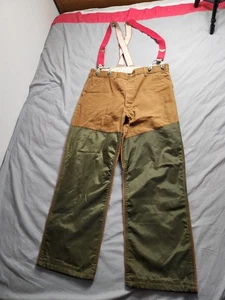Vintage 80s Saftbak Brush Guard Hunting Pants Mens Sz 37x29 With Suspenders EUC - Picture 1 of 9