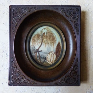 HERVORRAGENDE ANTIKE 19. FRANZÖSISCHE JH. SENTIMENTALE TRAUER HAARKUNST m. ANKER 1870er Jahre - Bild 1 von 7