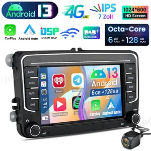 DAB+ Android 13 128G CarPlay Autoradio GPS WiFi Kam Für VW GOLF 5 6 Plus Touran - Bild 1 von 14
