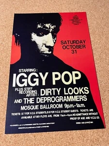 Iggy Pop 1981 Halloween 1981 Dirty Looks Mosque Virginia Concert Poster - Picture 1 of 1
