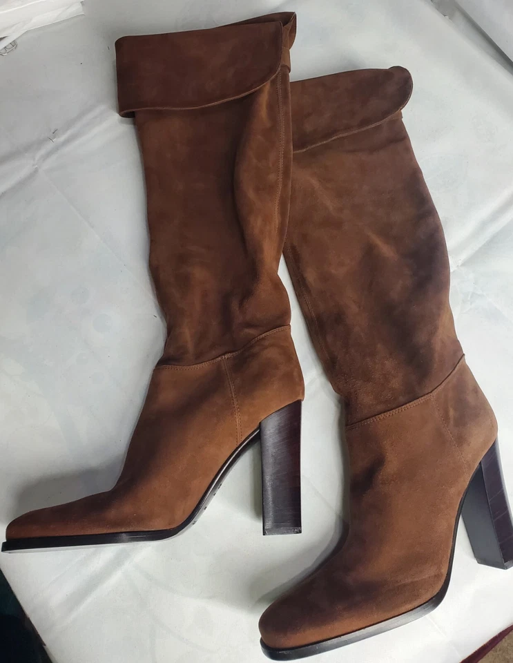 Sergio Rossi Talla UK 39.5 Marrón Sobre la Rodilla Pull On Botas Gamuza Hechas en Italia  Foto 1 de 4