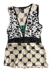 Antilia Femme Embezzled￼ Colorful Art Print Satin Shirt Top Blouse Tank Sz S - Picture 1 of 8