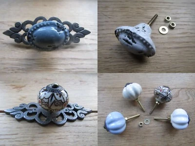 Ceramic knob cast iron vintage cabinet cupboard chest drawer knobs pull handles - Image 1 of 4