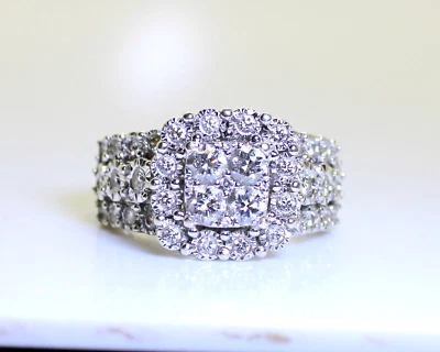 Stunning 14K White Gold Ladies EFFY .80 Ct Diamond Cluster/Cocktail Ring, s6.75 - Image 1 of 4