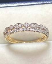 Genuine Real 10K Yellow Gold Women's Ring Rings with Real Diamonds 30p (EC)